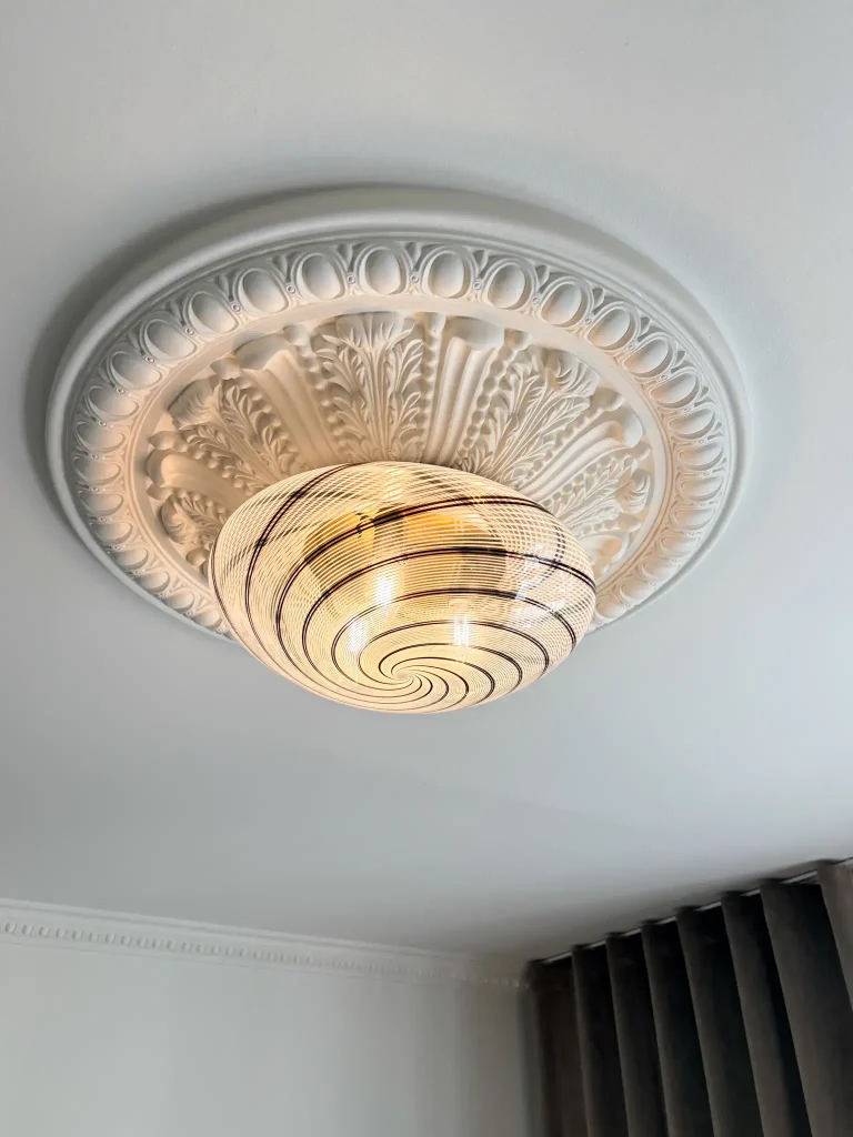 Vintage Murano swirl plafond i sort, 39 cm