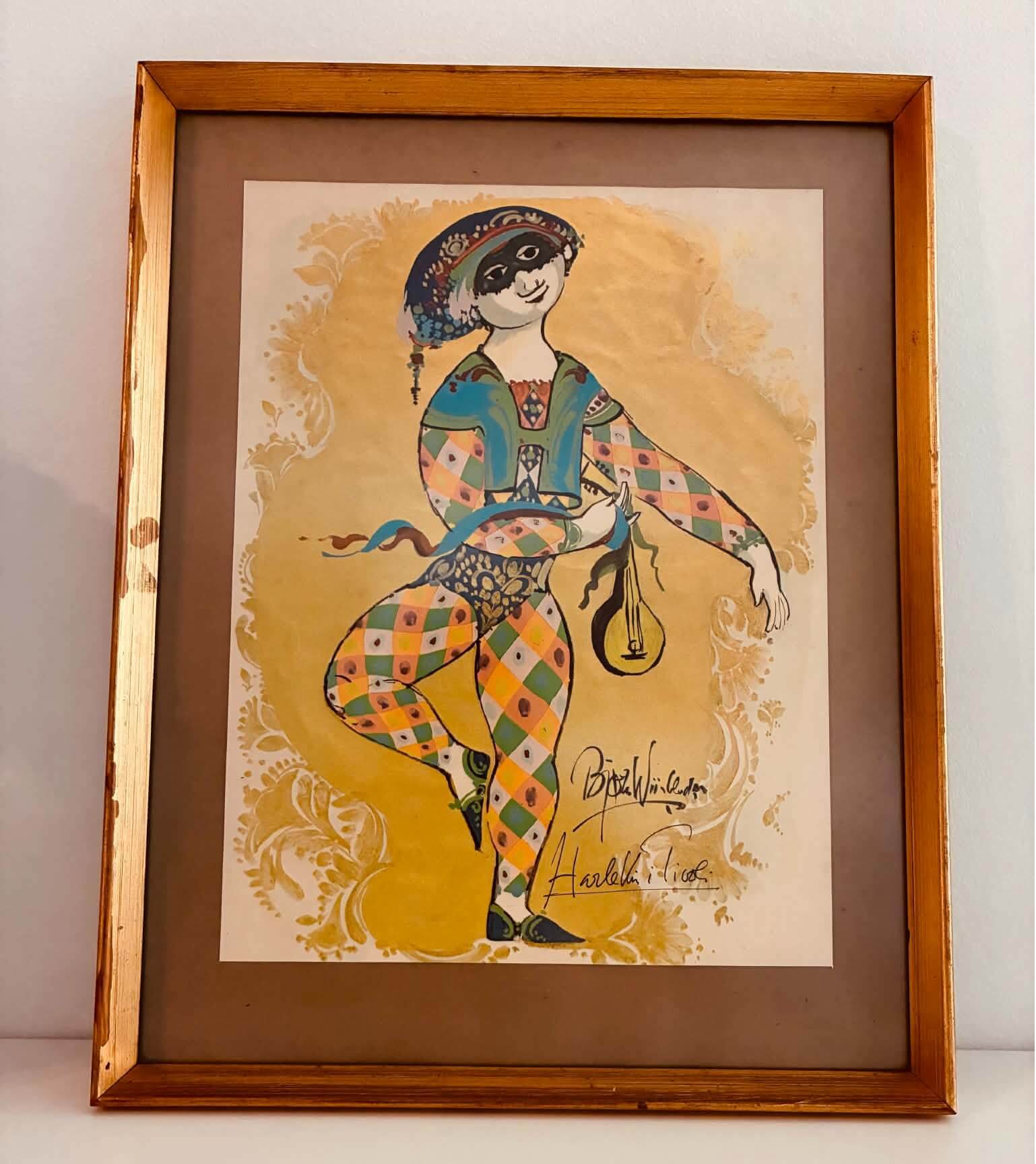 Vintage Bjørn Wiinblad-billede med dekorative og eventyrlige detaljer